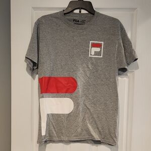 Fila Gray and Red Short Sleeve Tee with Iconic Logo